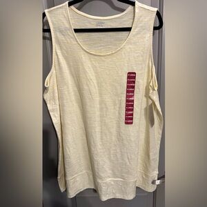 Lands’ End Size XL Yellow/White Cotton Tank Top NWT